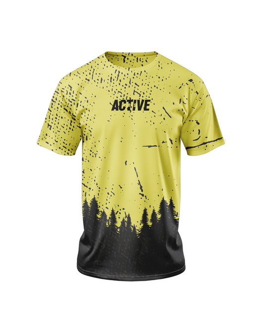 MTB Enduro t-shirt Yellow Forest on short sleeves M/F