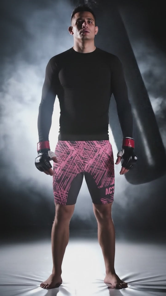 Kompresijske MMA hlačke - Scratched (Pink)
