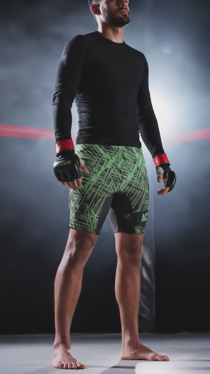 Kompresijske MMA hlačke - Scratched (Green)